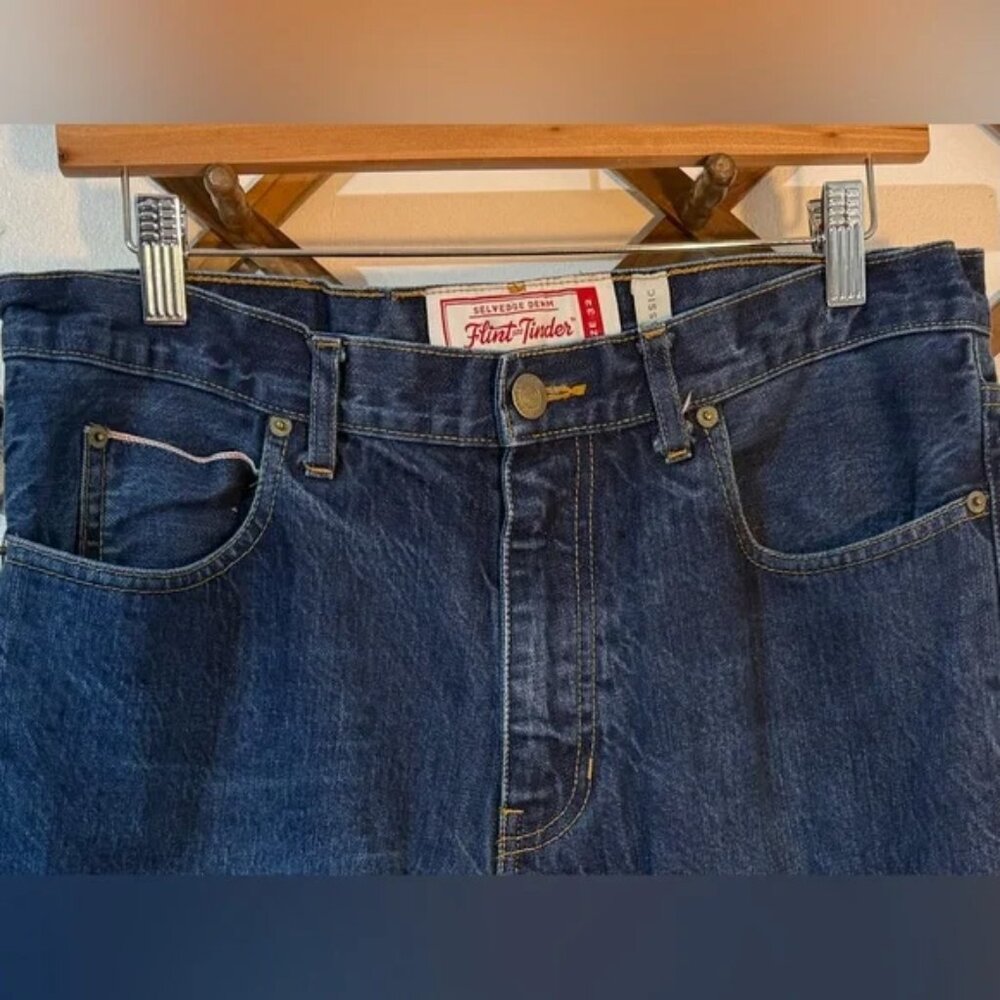 Men's Selvedge Slim Straight Blue Jeans - Picture 2 of 7